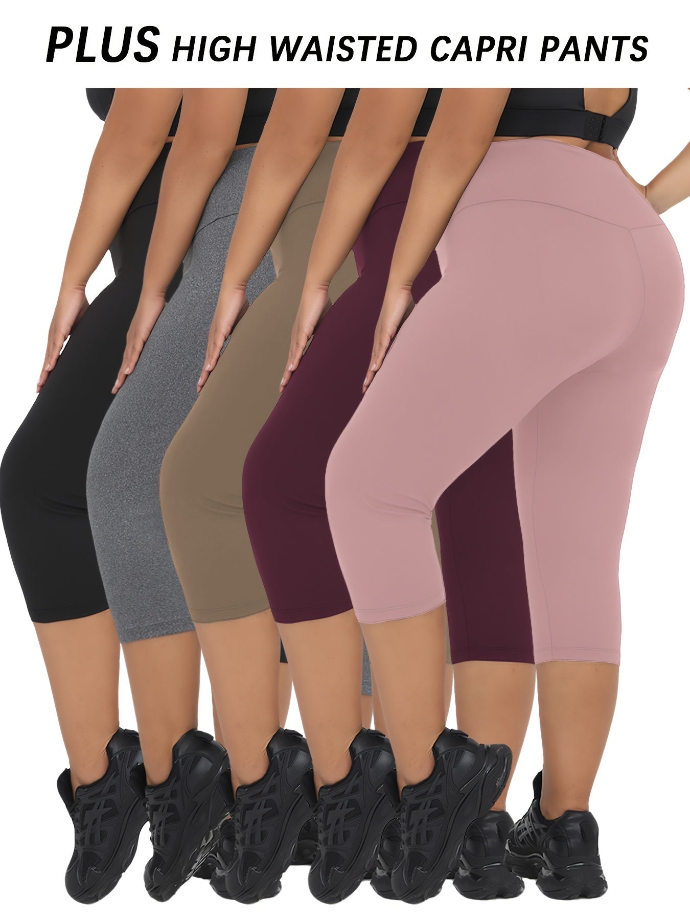 High Waisted Plus Size Yoga Pants 5-Pack