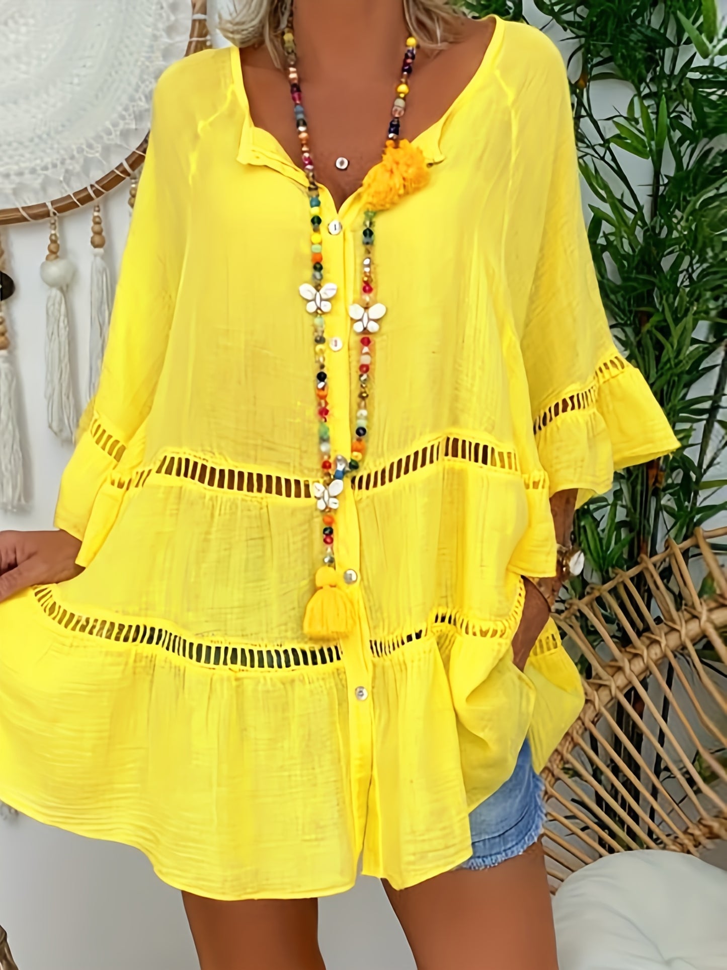 Summer Women's Boho Linen Shirt Dress
