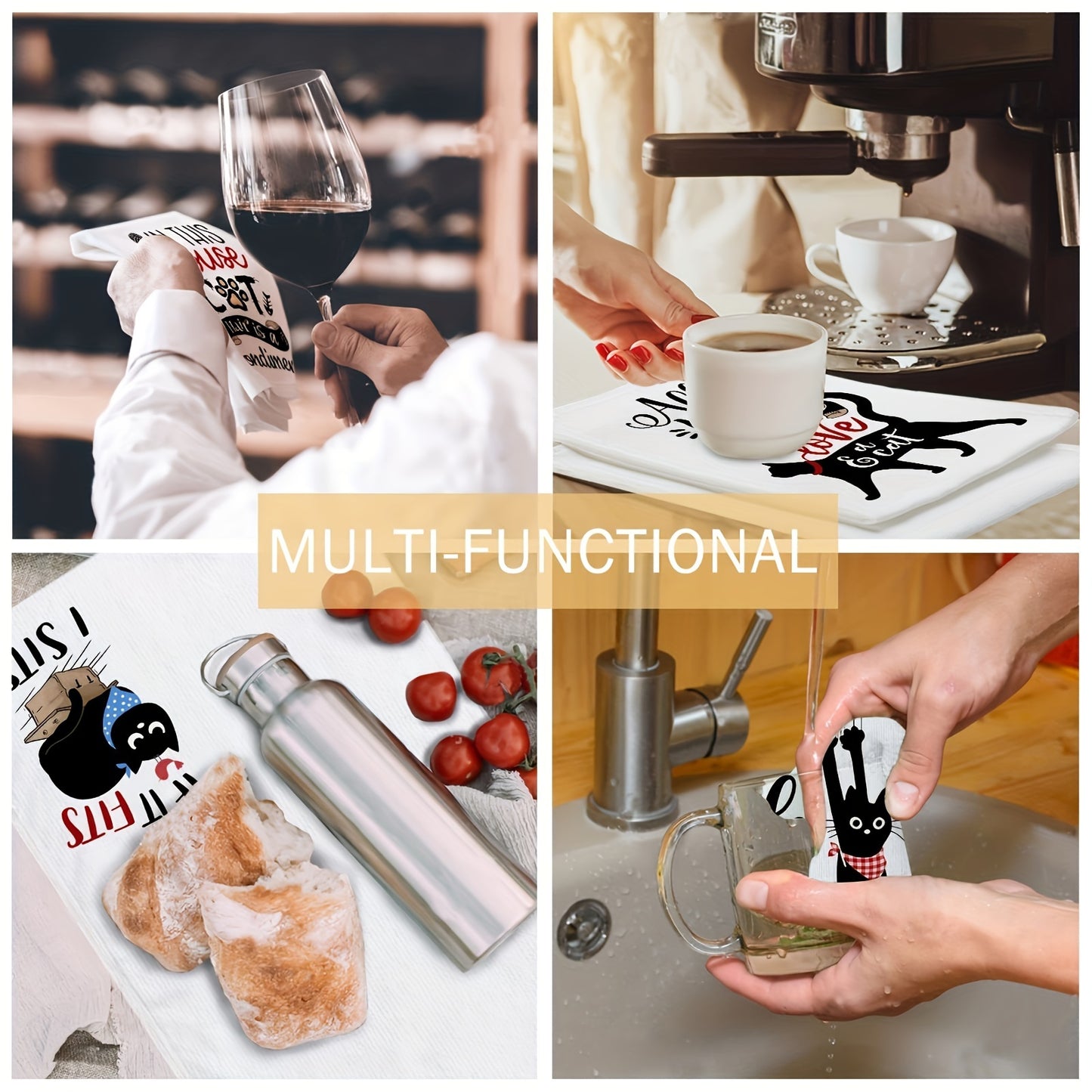 Cute Cat Kitchen Dish Towels Set