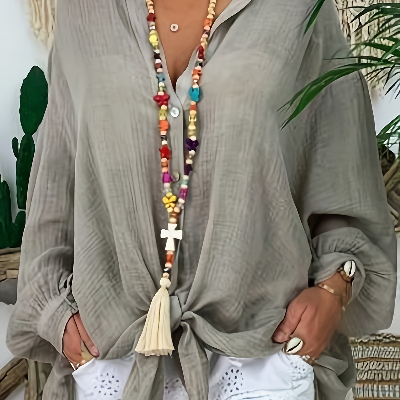 Women's Plus Size Button Front Blouse
