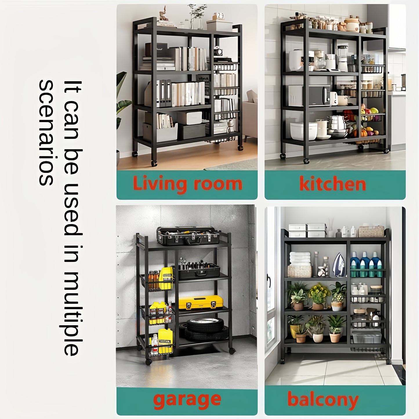 Adjustable 4-Storey Kitchen Storage Rack