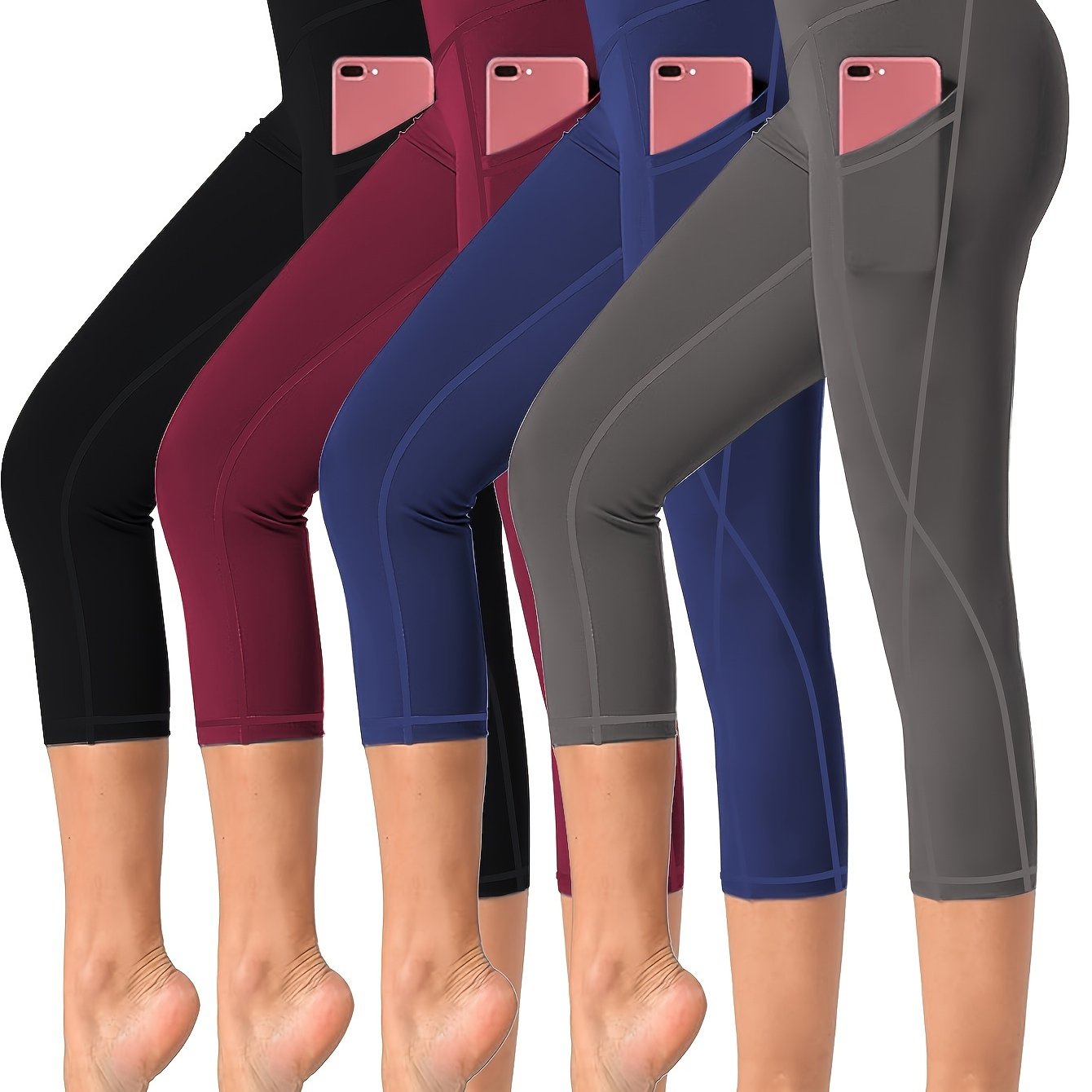 High-Waisted Yoga Capris with Pockets