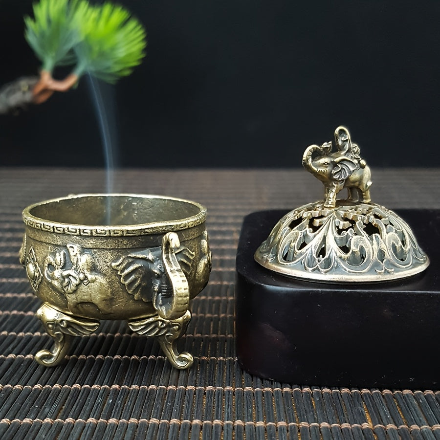 Elegant Metal Elephant Incense Burner Decor