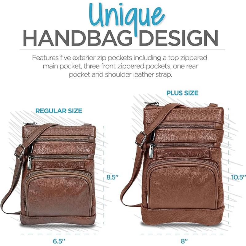 Genuine Leather Crossbody Handbag in Multiple Colors
