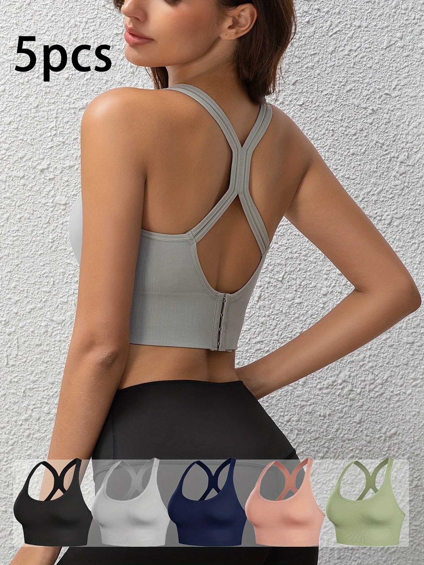 High-Support Wireless Sports Bra 5pcs Set