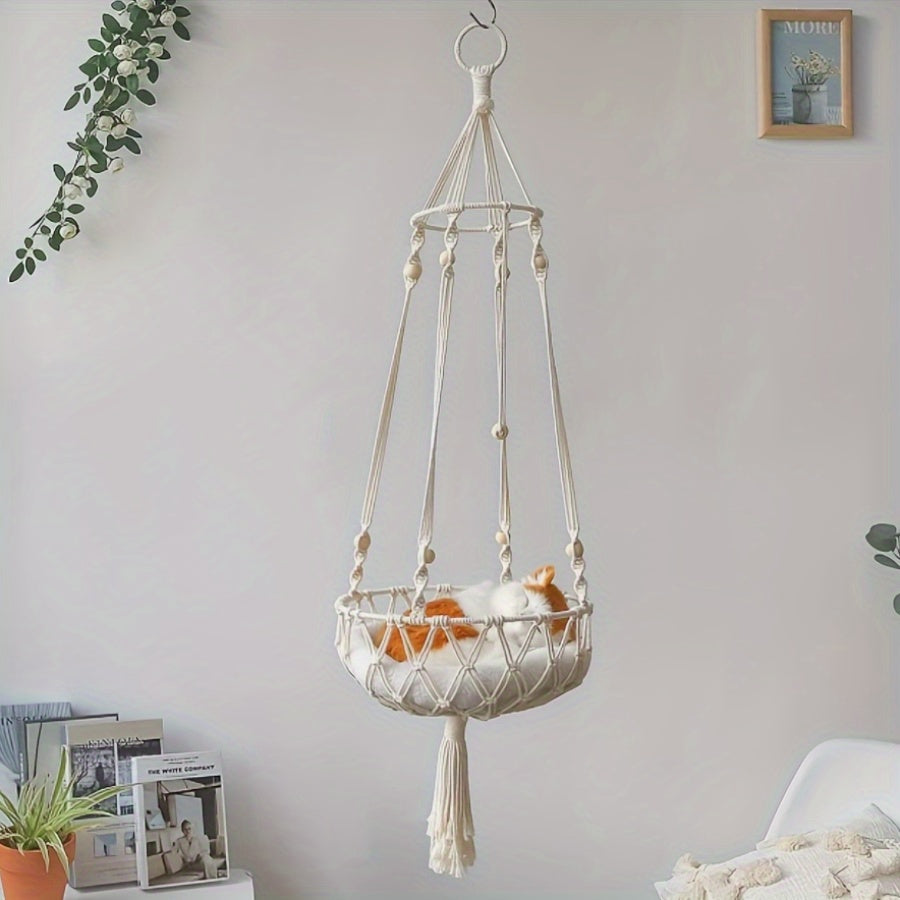 Bohemian Hand Woven Cat Hammock Bed