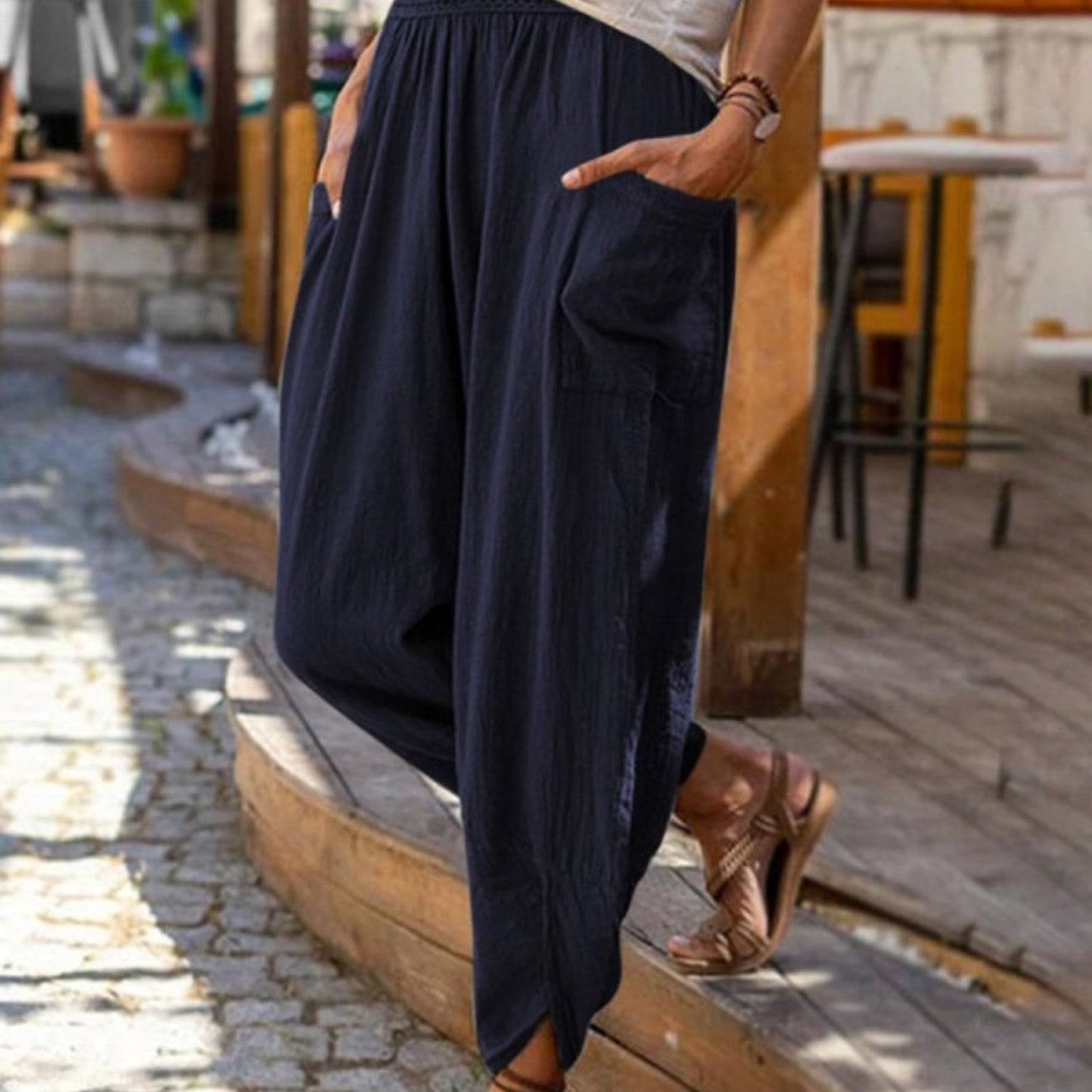 Women's Lightweight Linen Wide Leg Pants