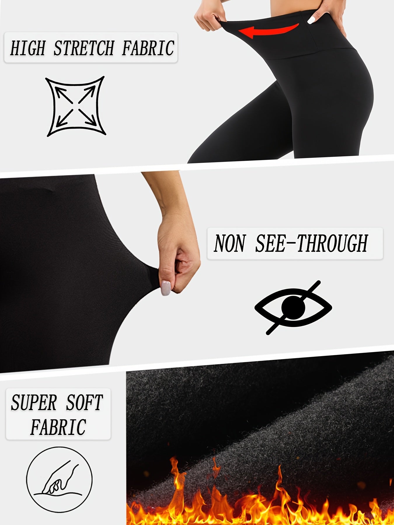 Womens Thermal Fleece High Waisted Leggings