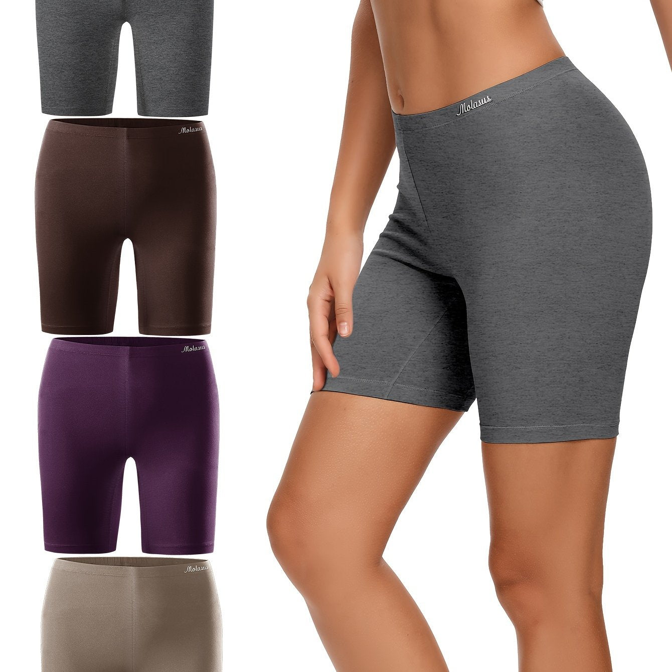 Molasus Women's Cotton Boxer Shorts 4 Pack