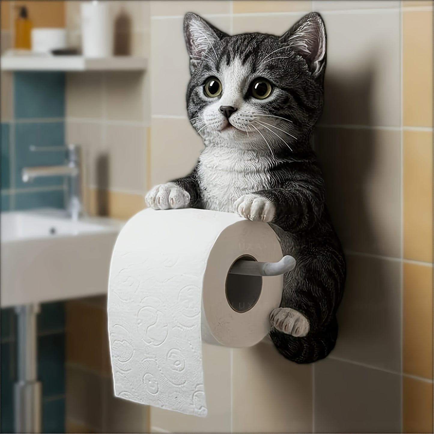Cute Cat Toilet Paper Holder Decor