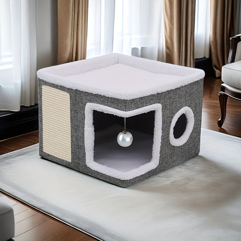 Luxury Multi-Level Cat House With Plush Cushions