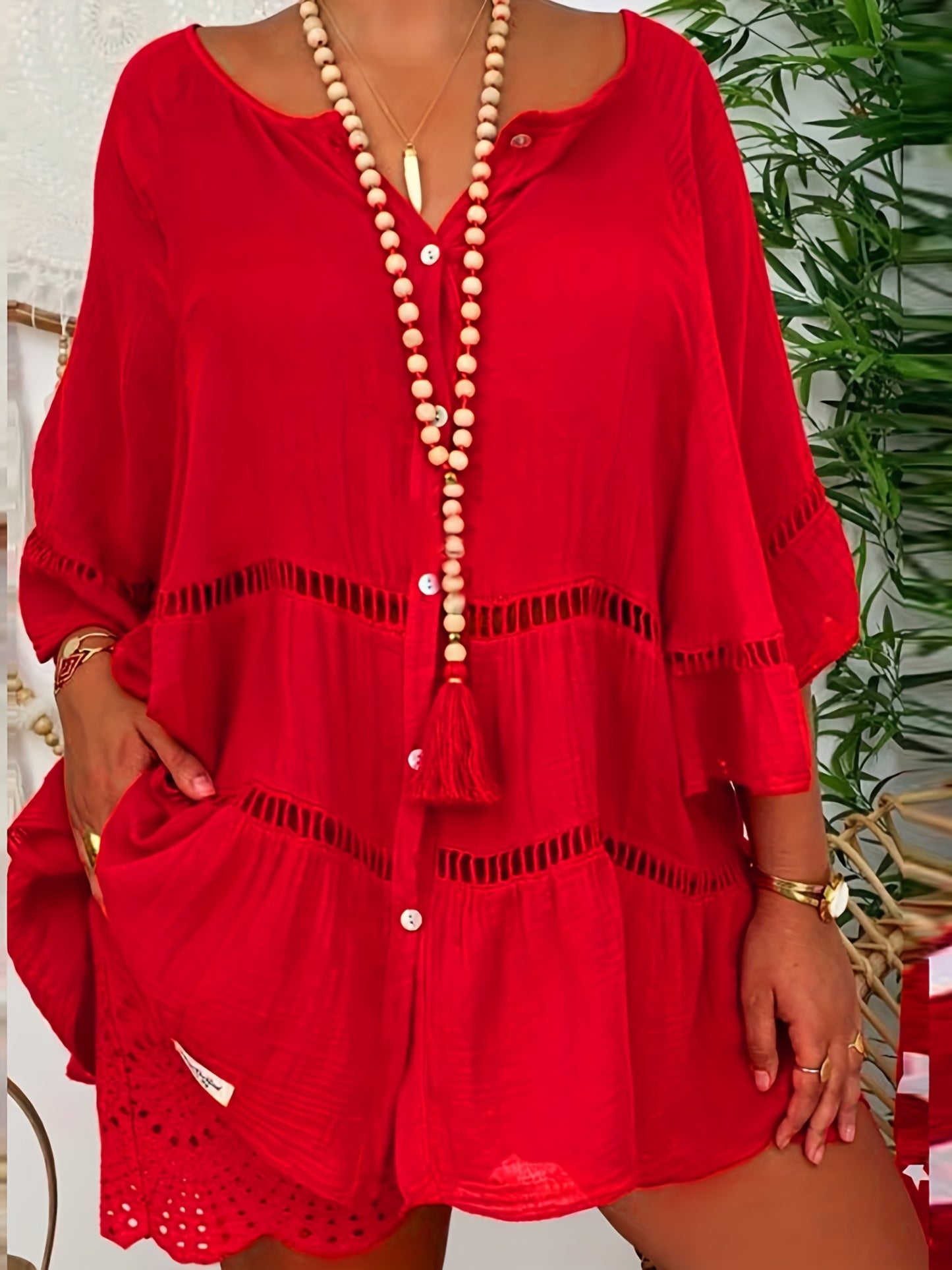 Summer Women's Boho Linen Shirt Dress