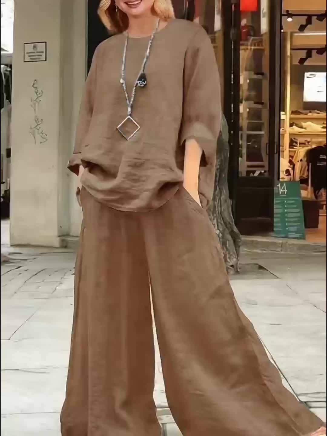 Plus Size Casual Pants Set for Spring