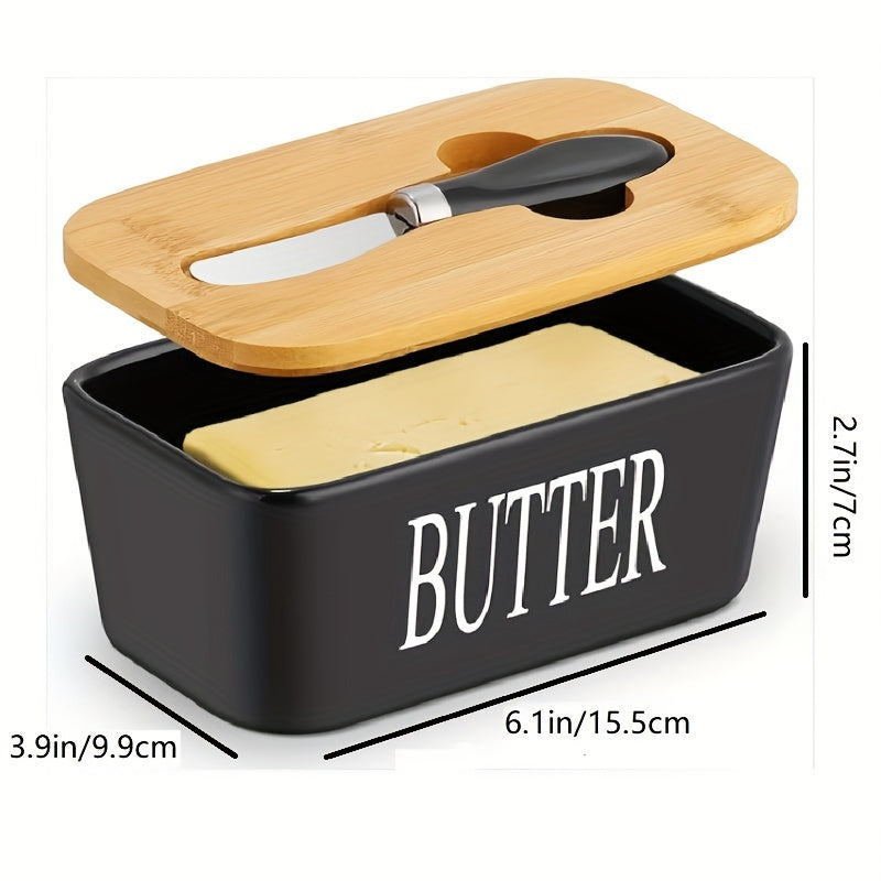 Ceramic Butter Dish With Bamboo Lid