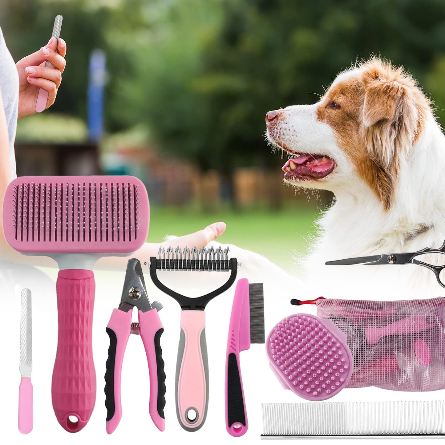 8 Piece Dog Grooming Brush Set