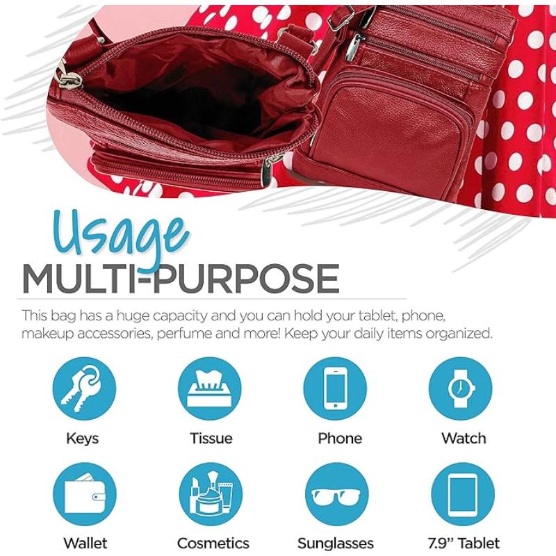 Genuine Leather Crossbody Handbag in Multiple Colors