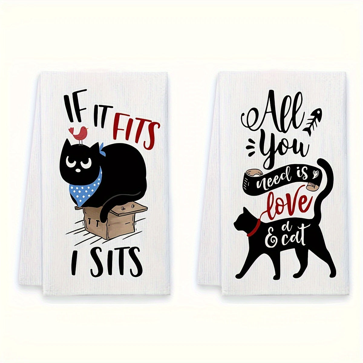 Cute Cat Kitchen Dish Towels Set