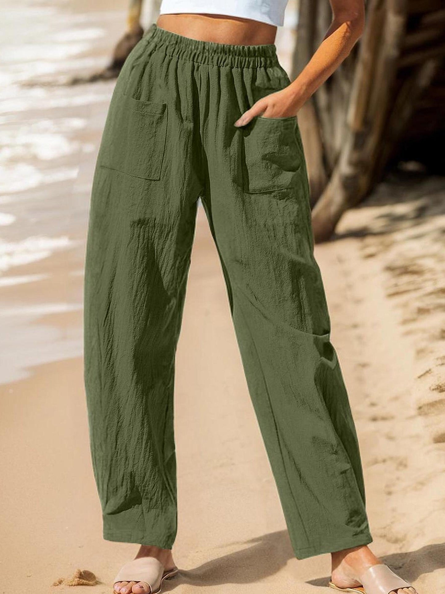 Women's Lightweight Casual Linen Blend Joggers