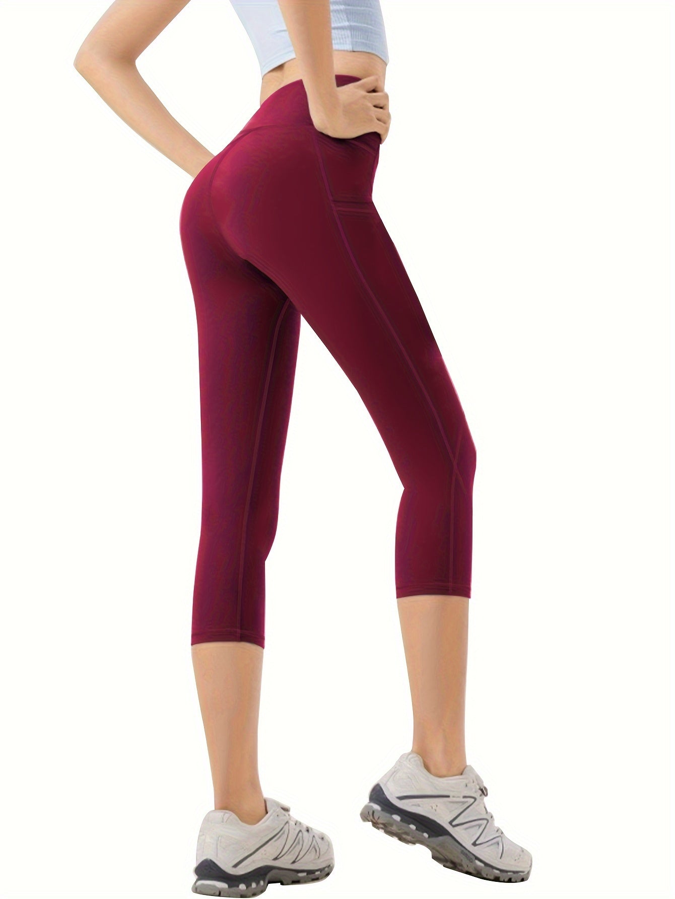 High-Waisted Yoga Capris with Pockets