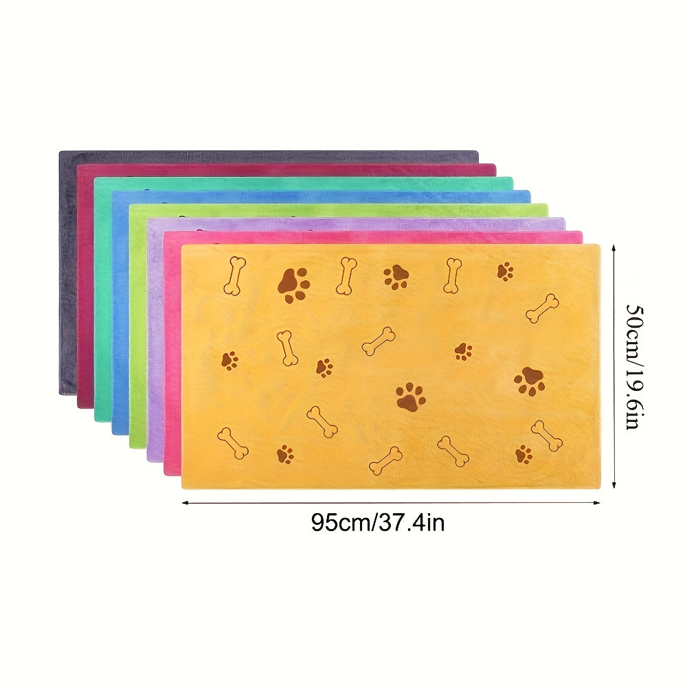 Quick-Dry Dog Towels with Colorful Paw Prints