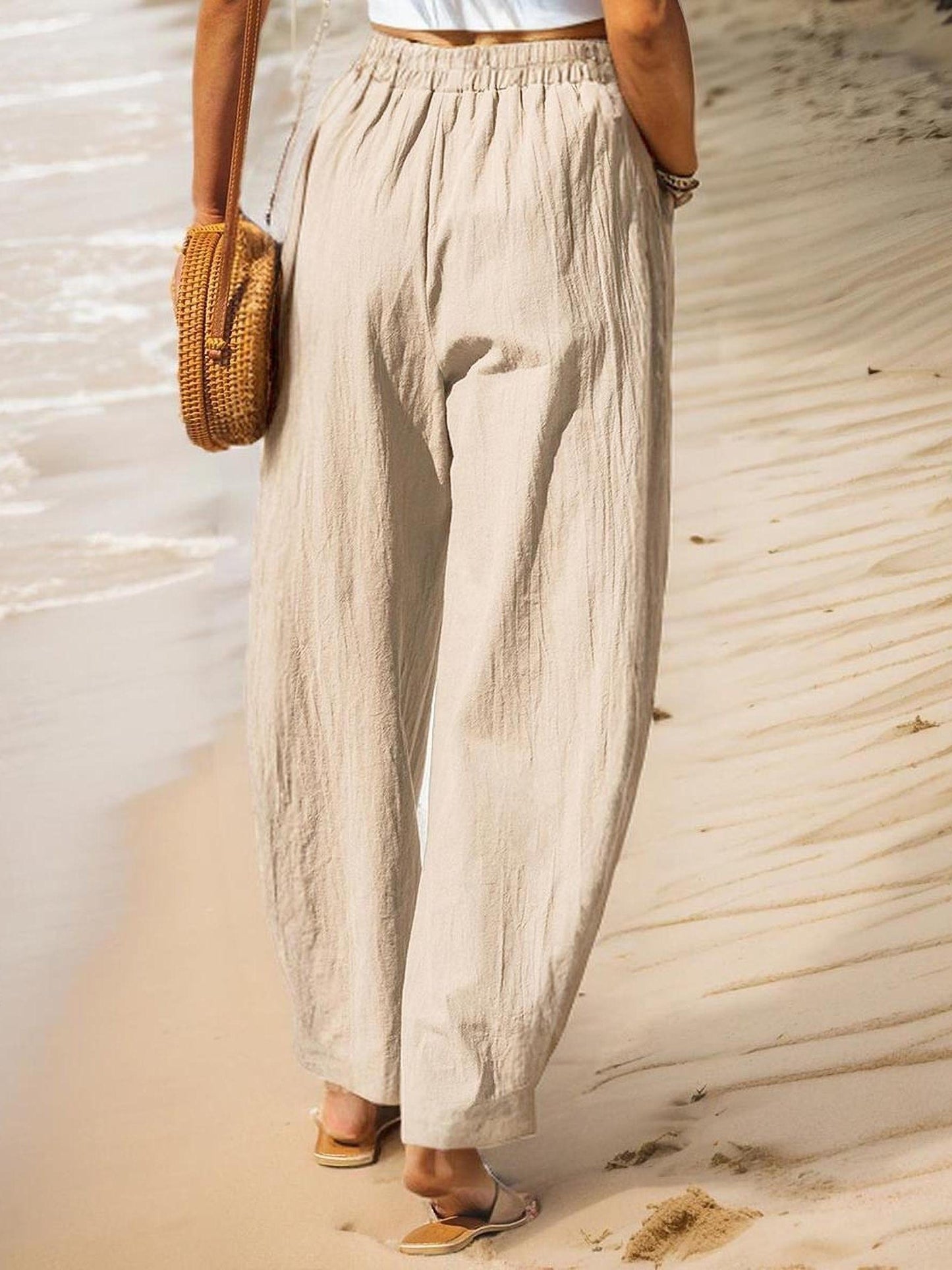 Women's Lightweight Casual Linen Blend Joggers