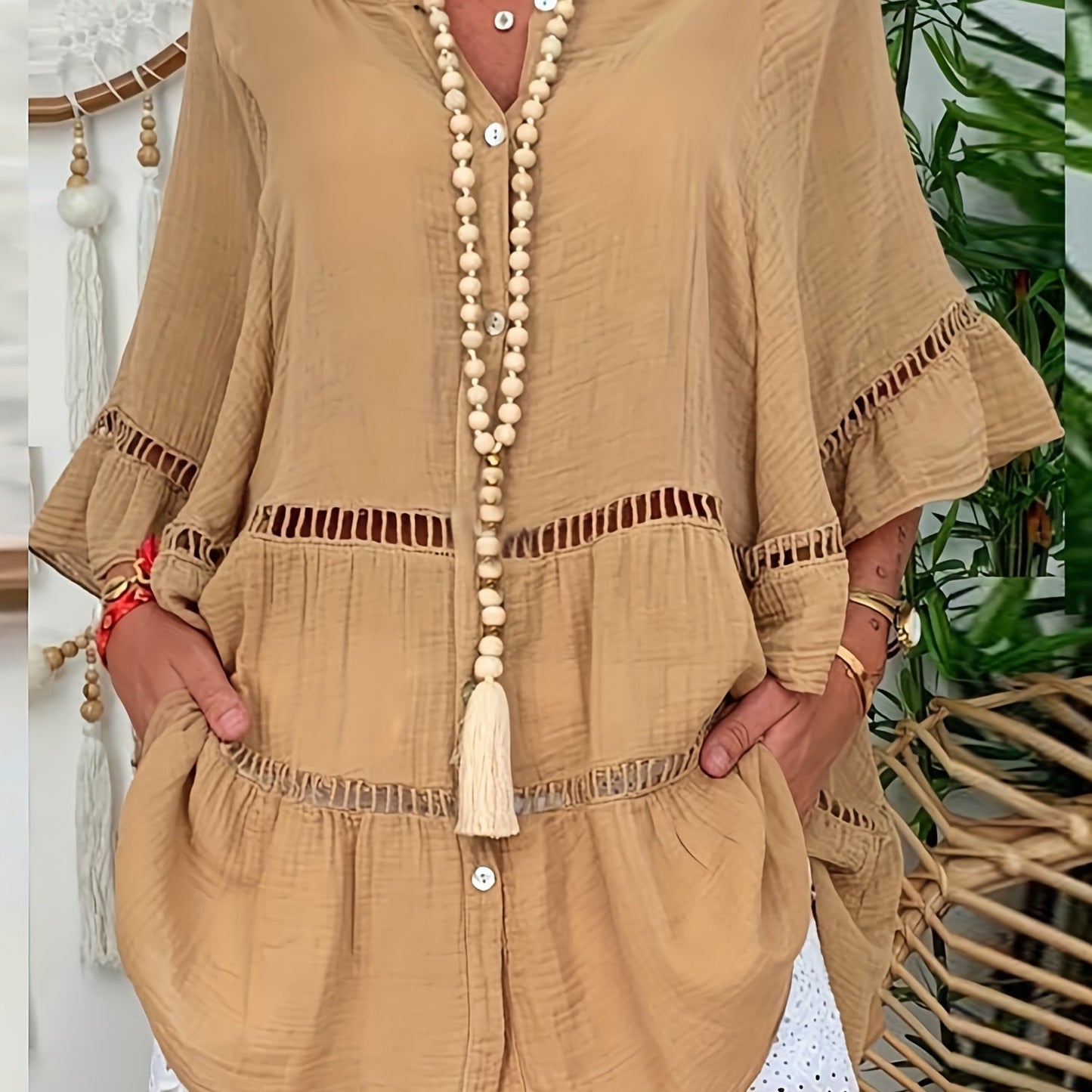 Summer Women's Boho Linen Shirt Dress