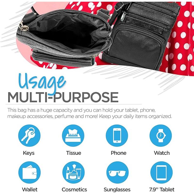 Genuine Leather Crossbody Handbag in Multiple Colors