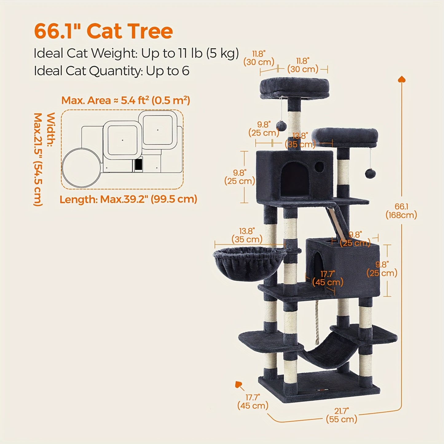 Large Cat Tree With Scratching Posts For Indoor Cats
