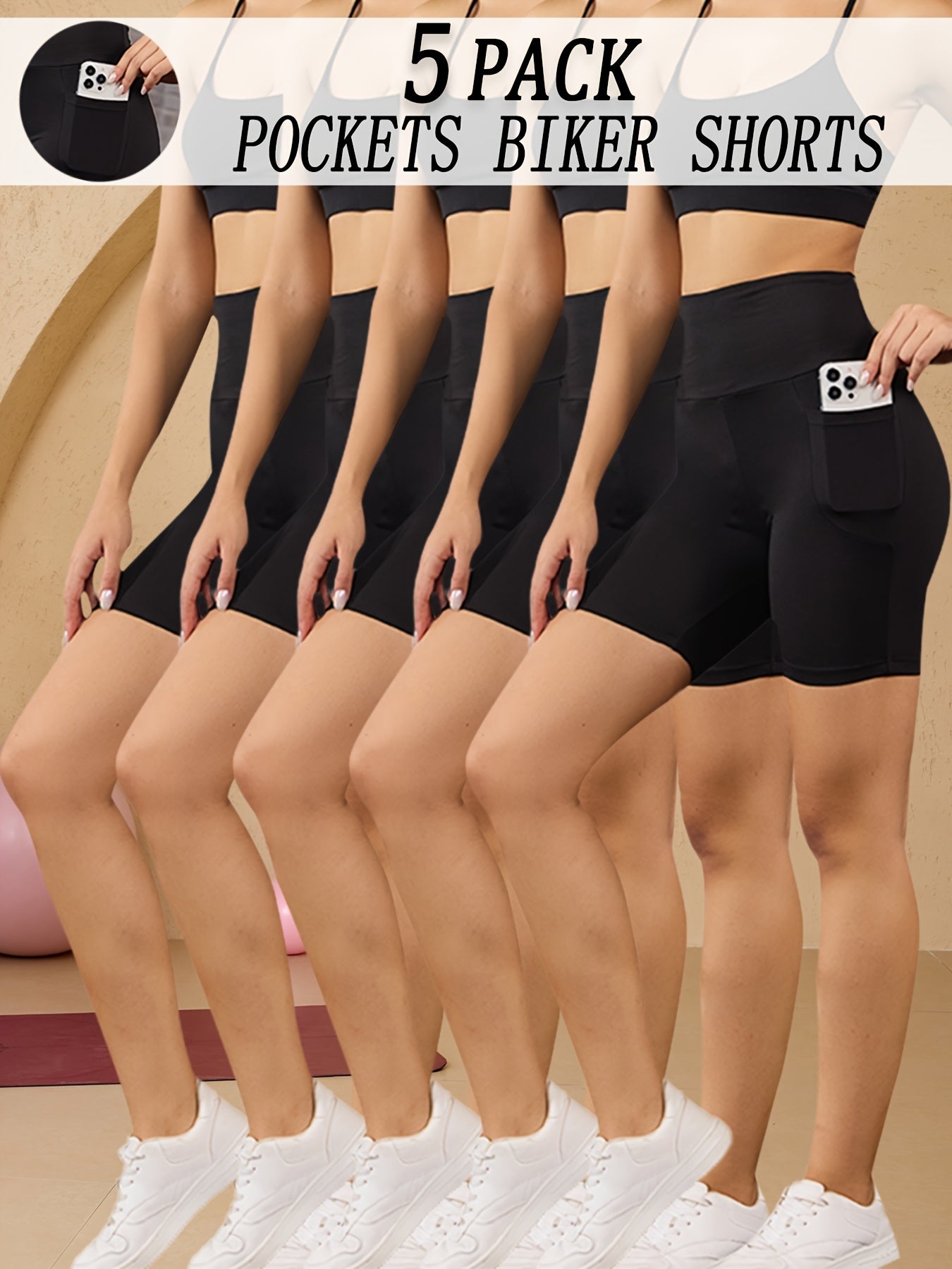 High Waisted Biker Shorts With Pockets