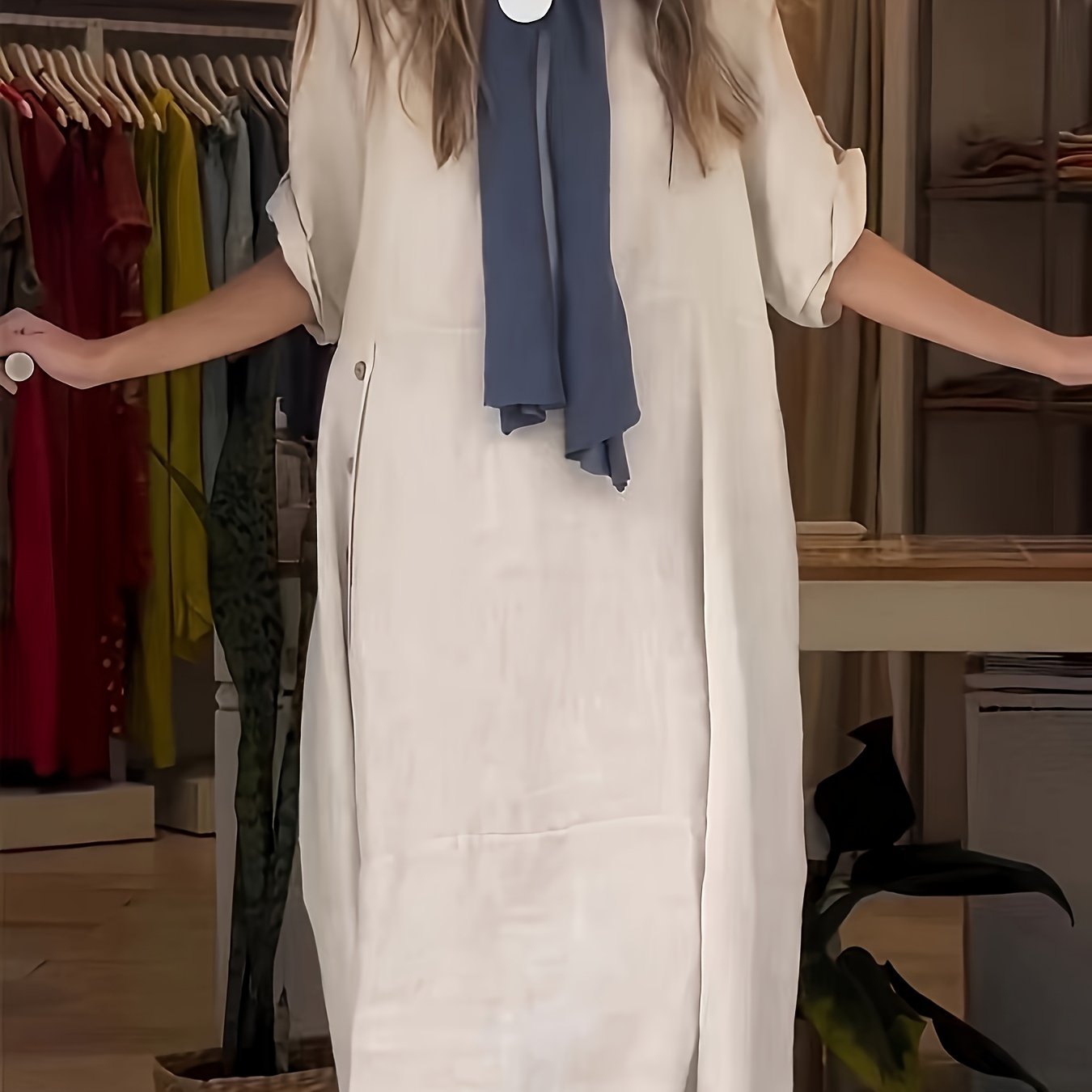 Plus Size Women's Casual Linen Dress