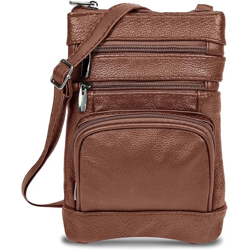 Genuine Leather Crossbody Handbag in Multiple Colors
