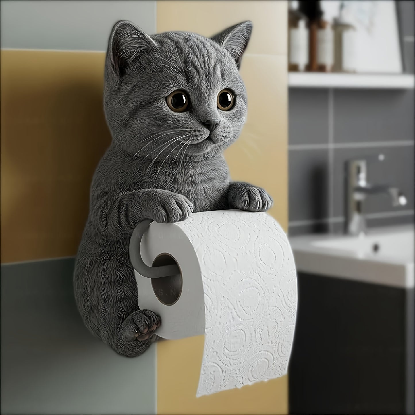Cute Cat Toilet Paper Holder Decor