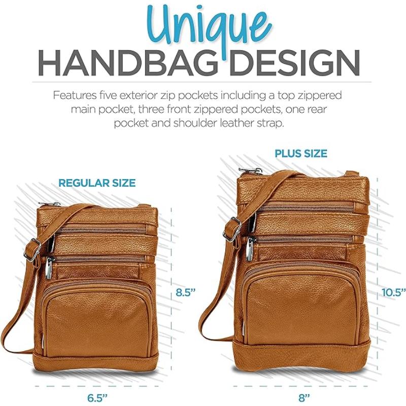 Genuine Leather Crossbody Handbag in Multiple Colors