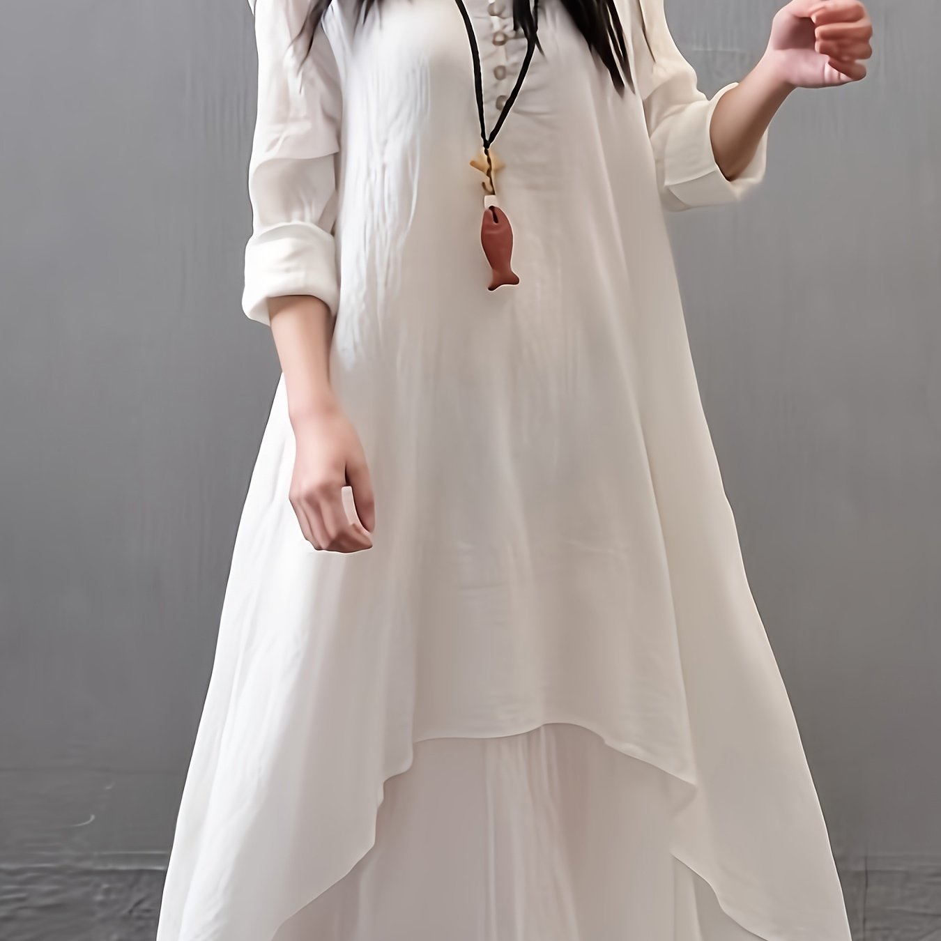 Women's Bohemian V-Neck Long Sleeve Dress