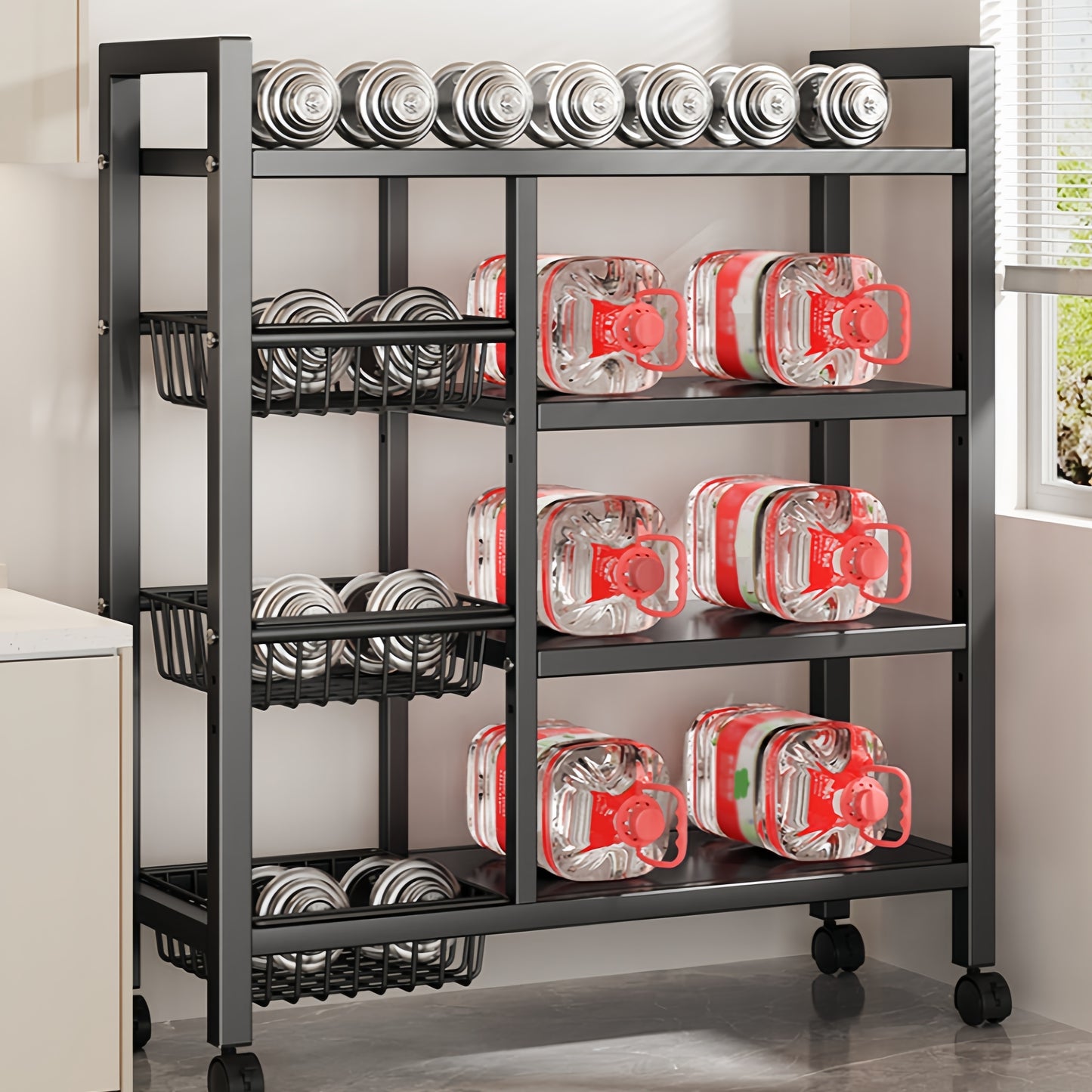 Adjustable 4-Storey Kitchen Storage Rack