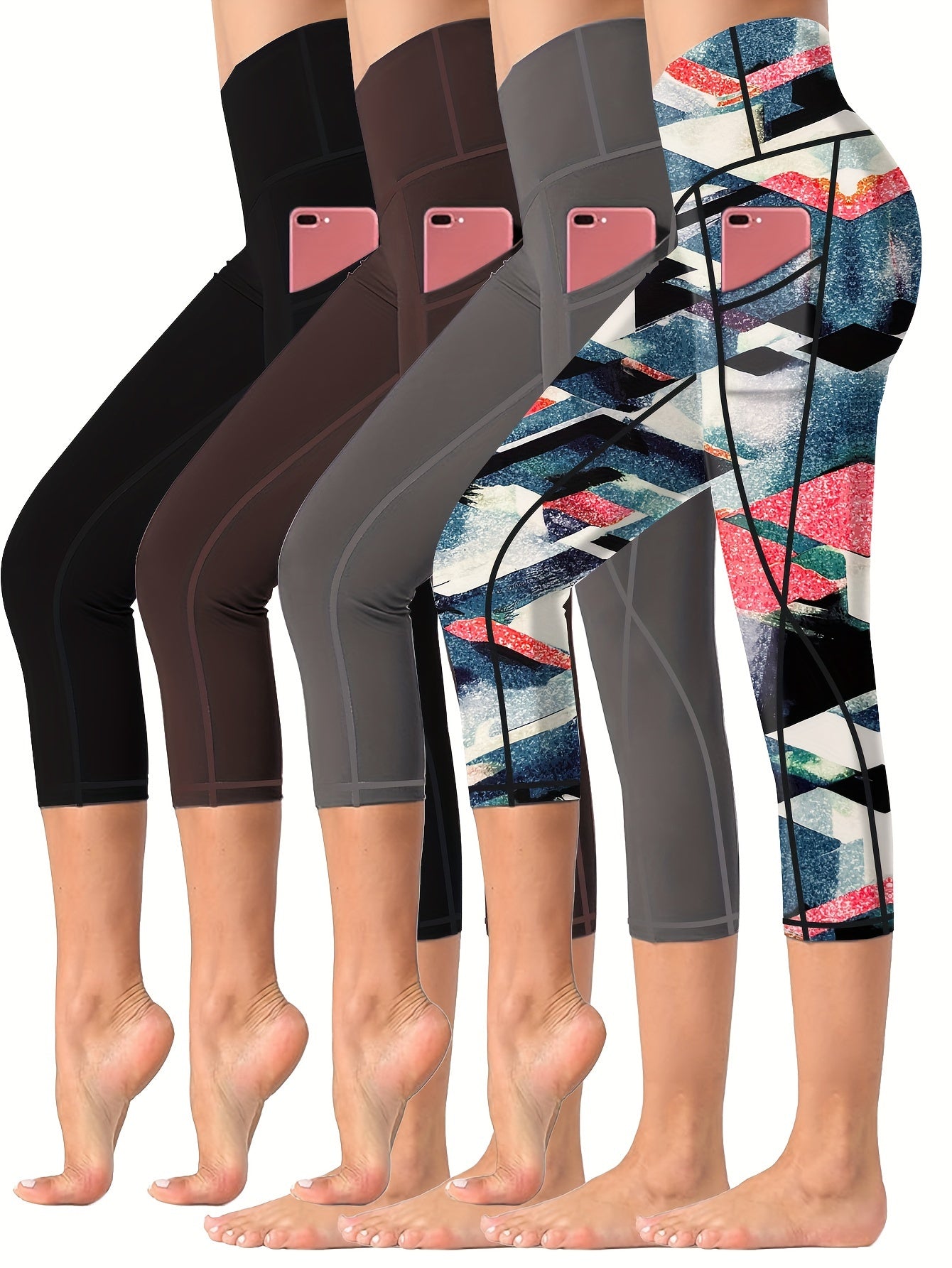 High-Waisted Yoga Capris with Pockets