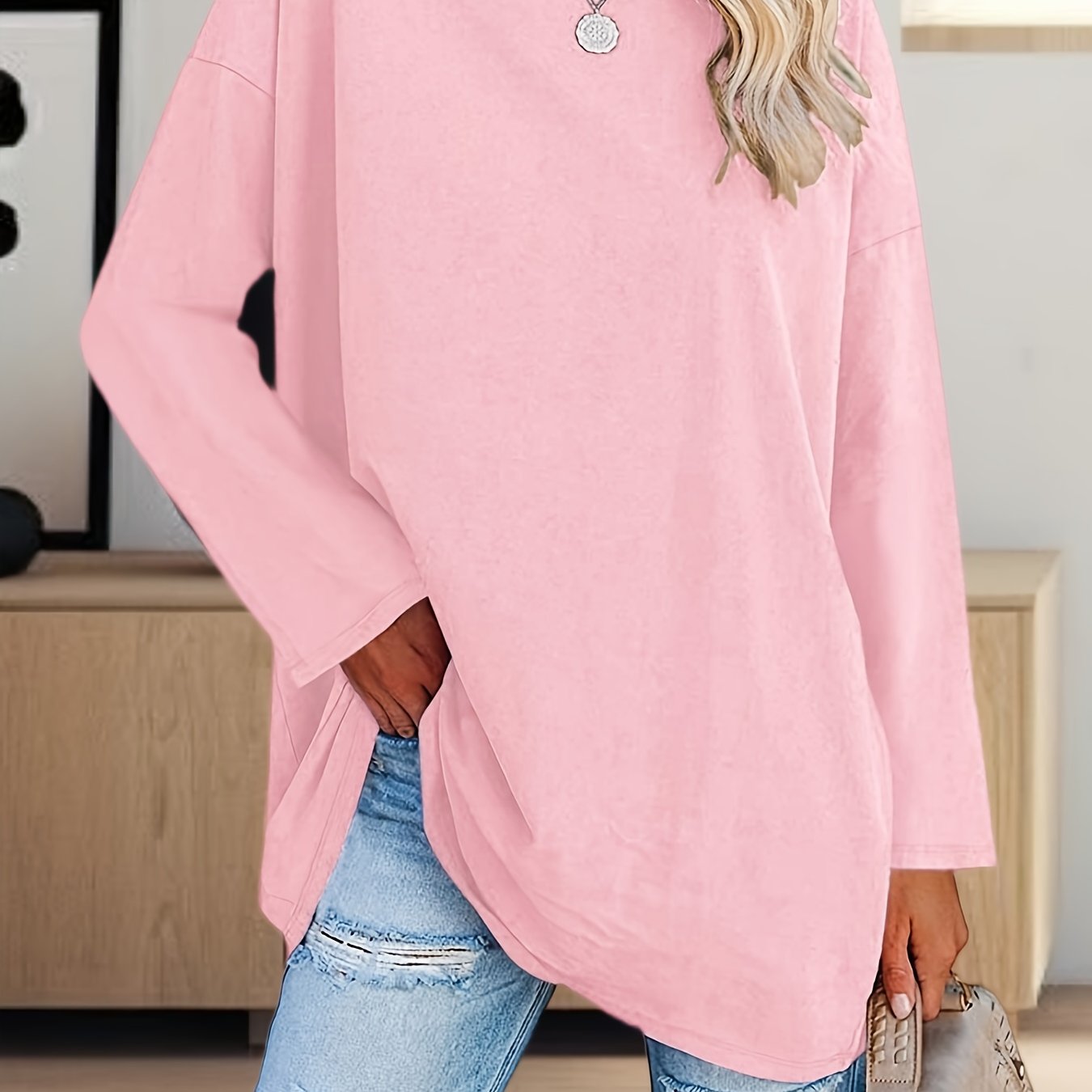 Women's Oversized Long Sleeve Tunic Tee