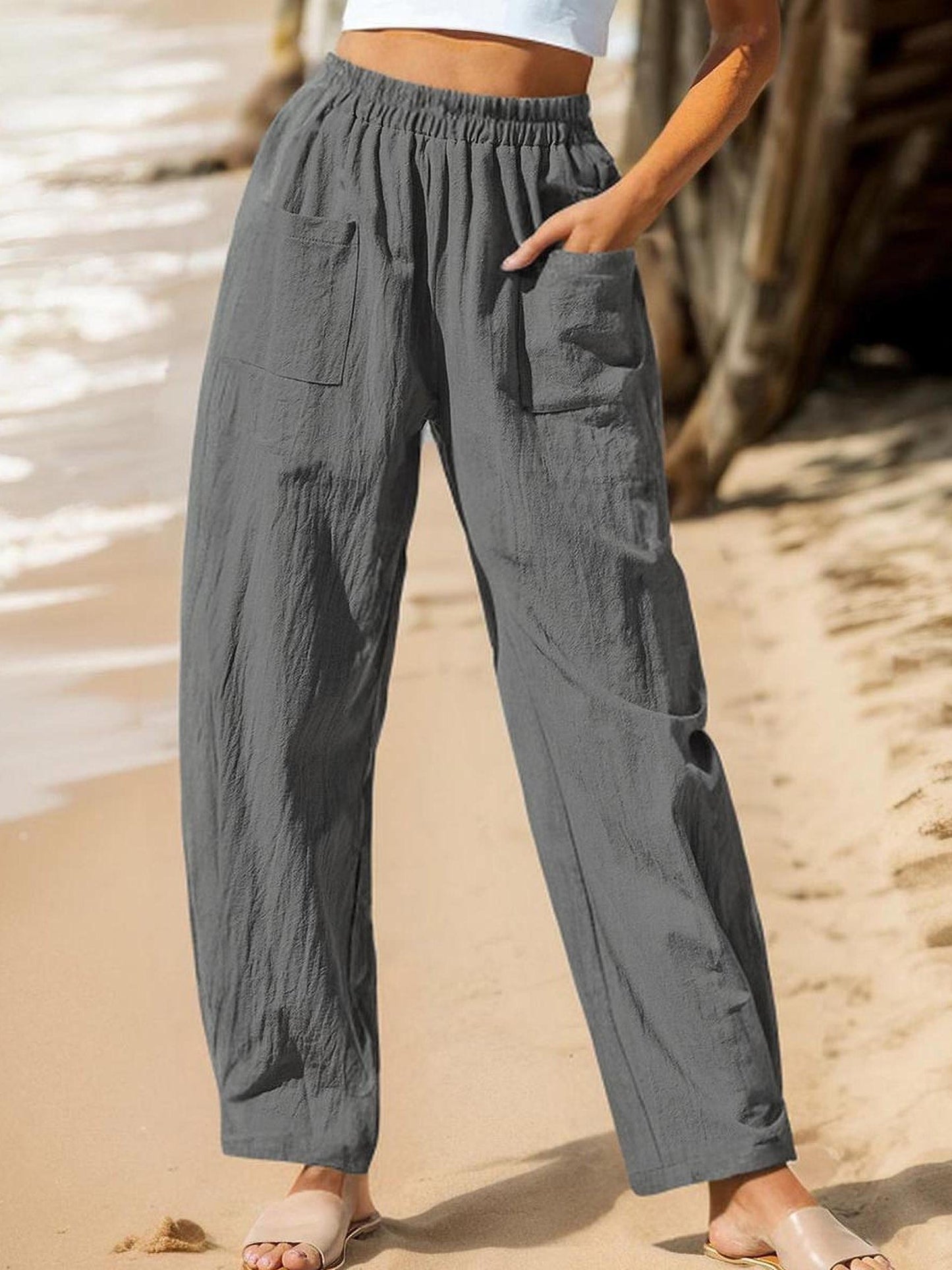 Women's Lightweight Casual Linen Blend Joggers