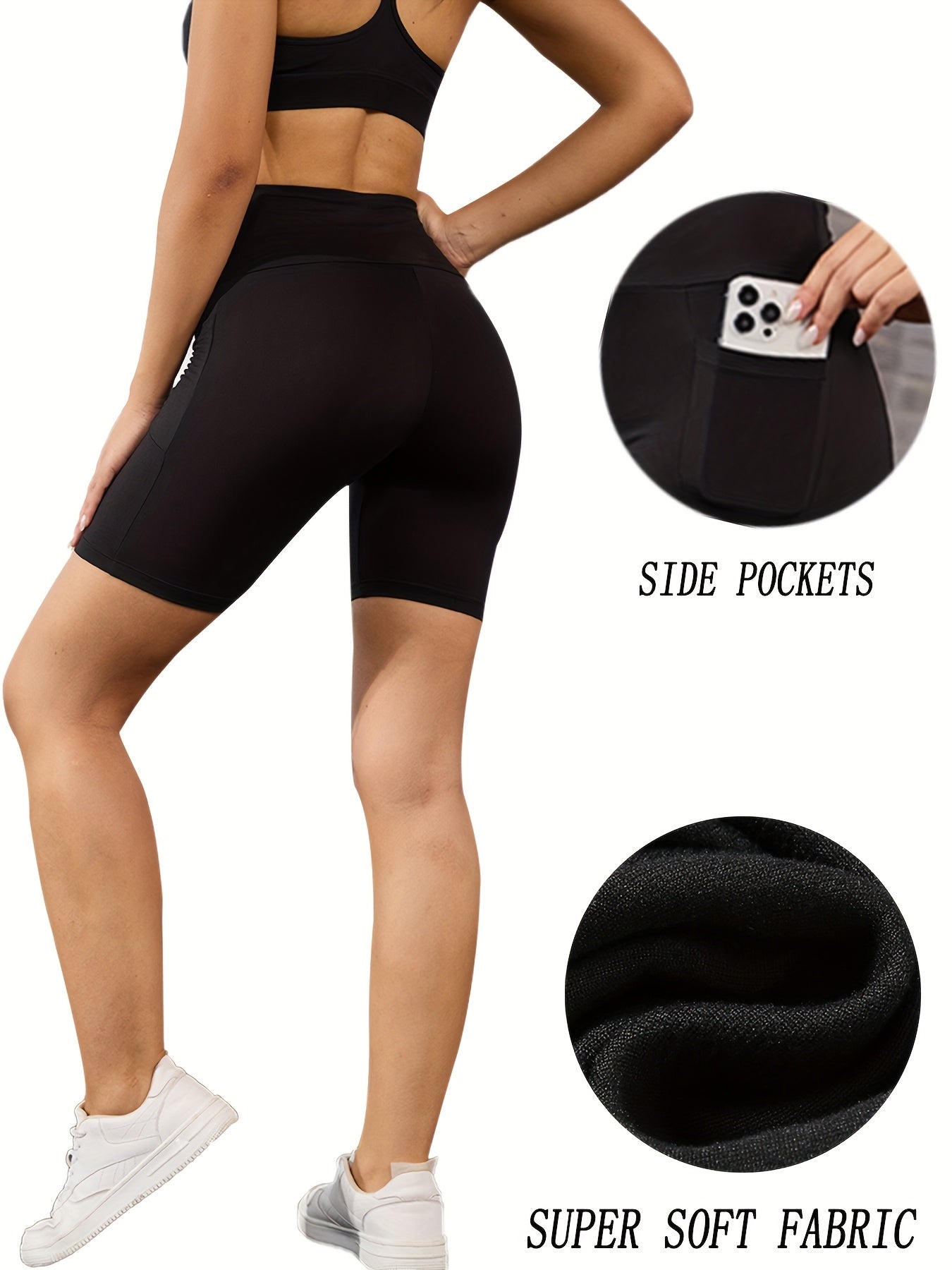 High Waisted Biker Shorts With Pockets