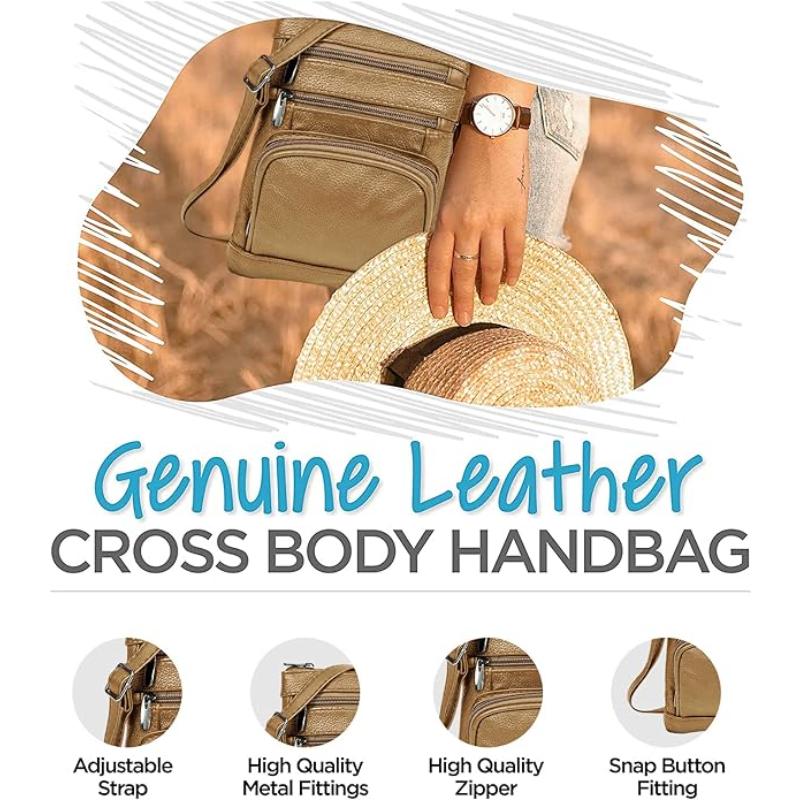 Genuine Leather Crossbody Handbag in Multiple Colors