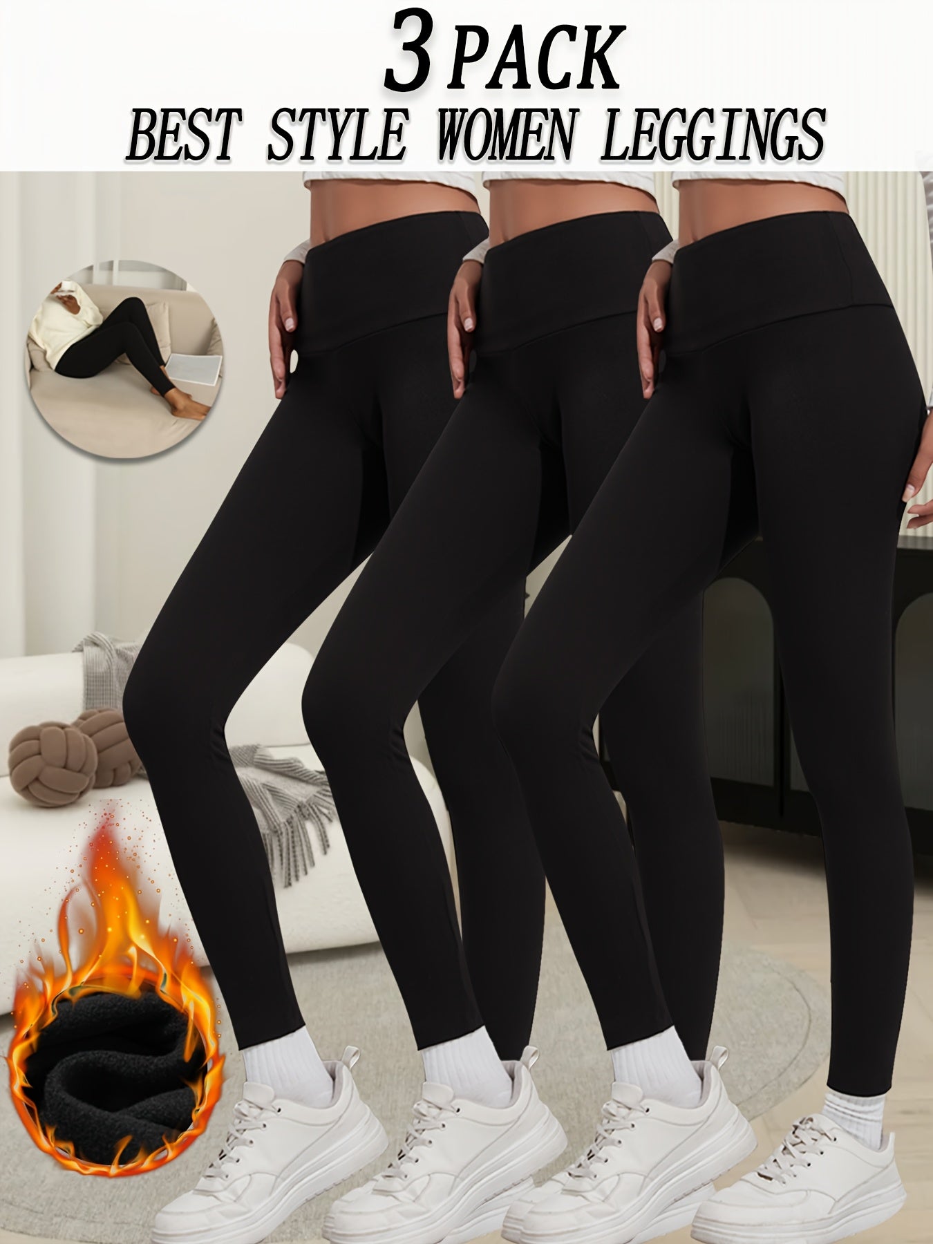 Womens Thermal Fleece High Waisted Leggings