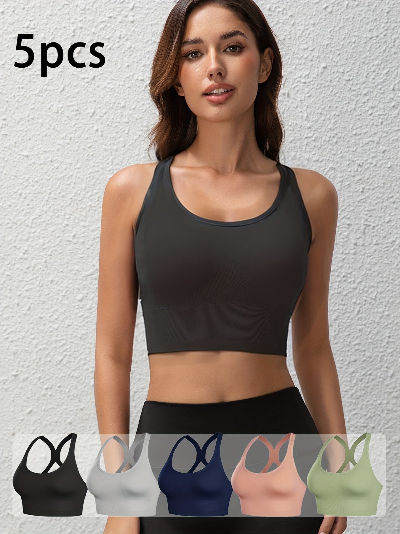 High-Support Wireless Sports Bra 5pcs Set