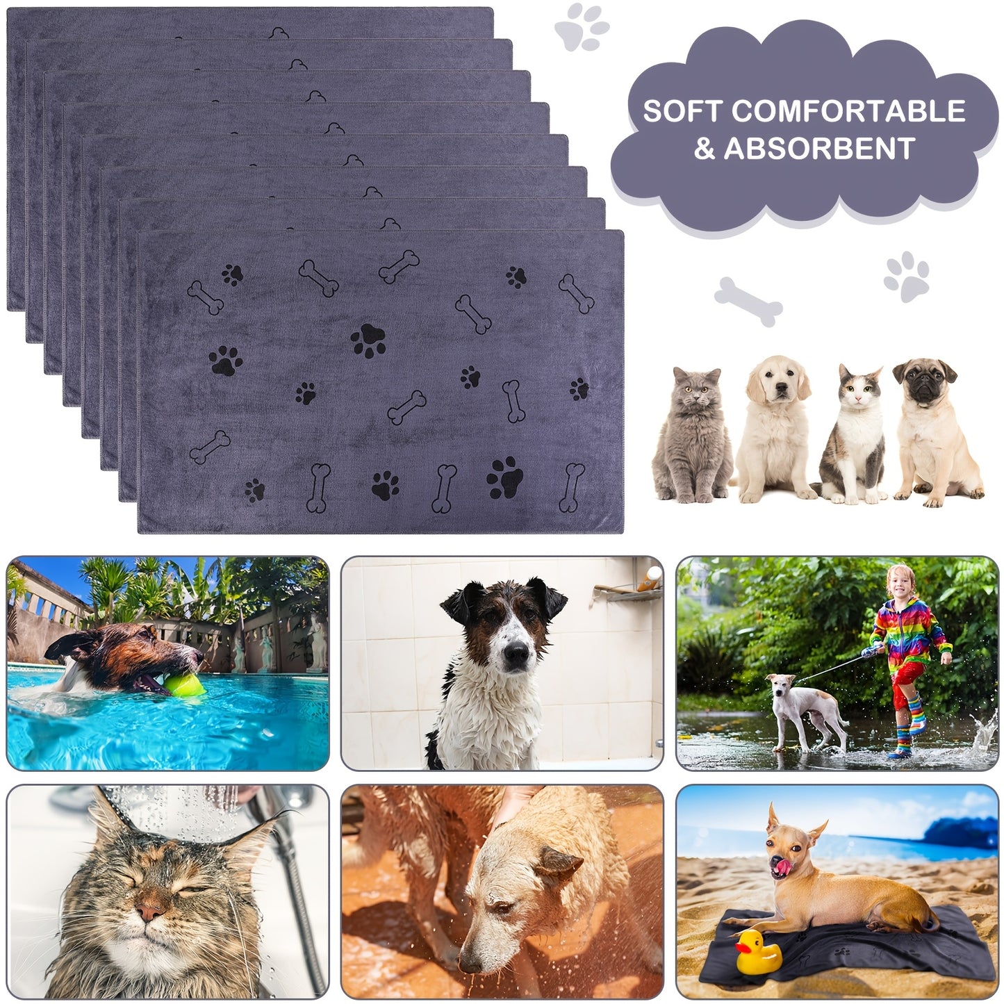 Microfiber Pet Towels for Dogs and Cats