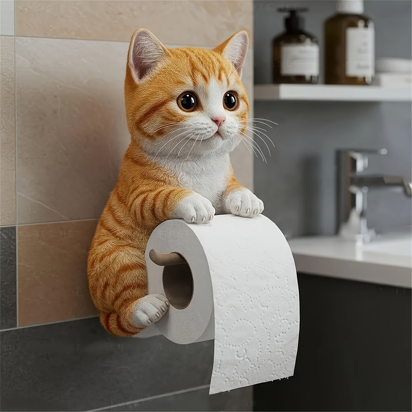 Cute Cat Toilet Paper Holder Decor