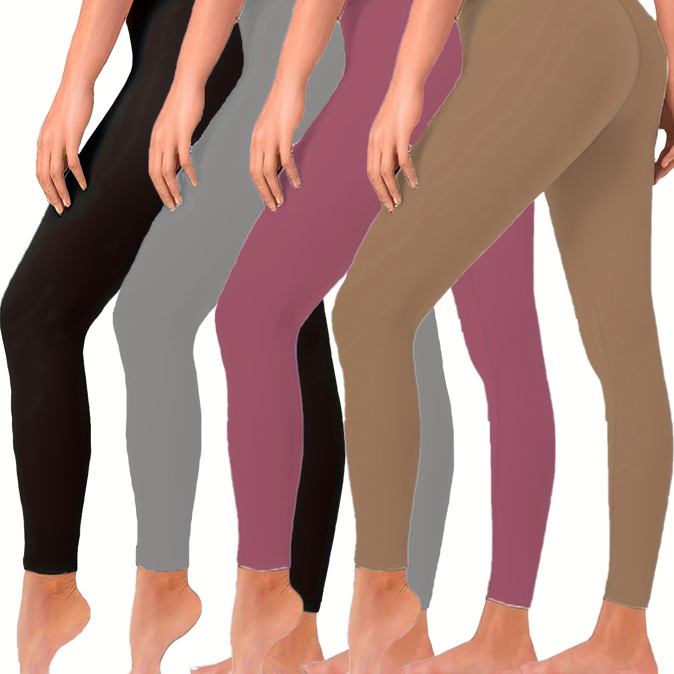 High Waisted Butt Lift Leggings 4 Pack