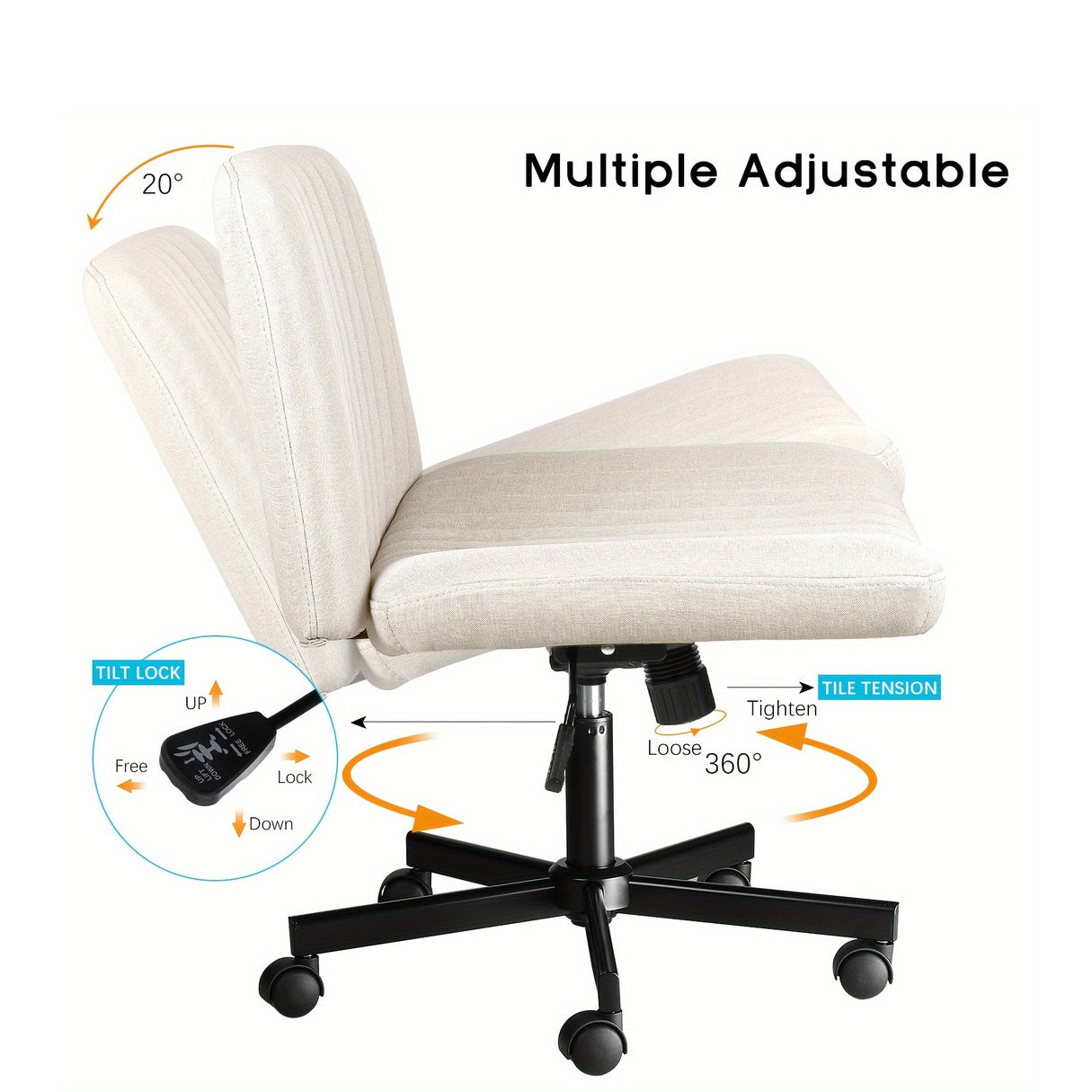 Ergonomic Rolling Chair with Adjustable Height
