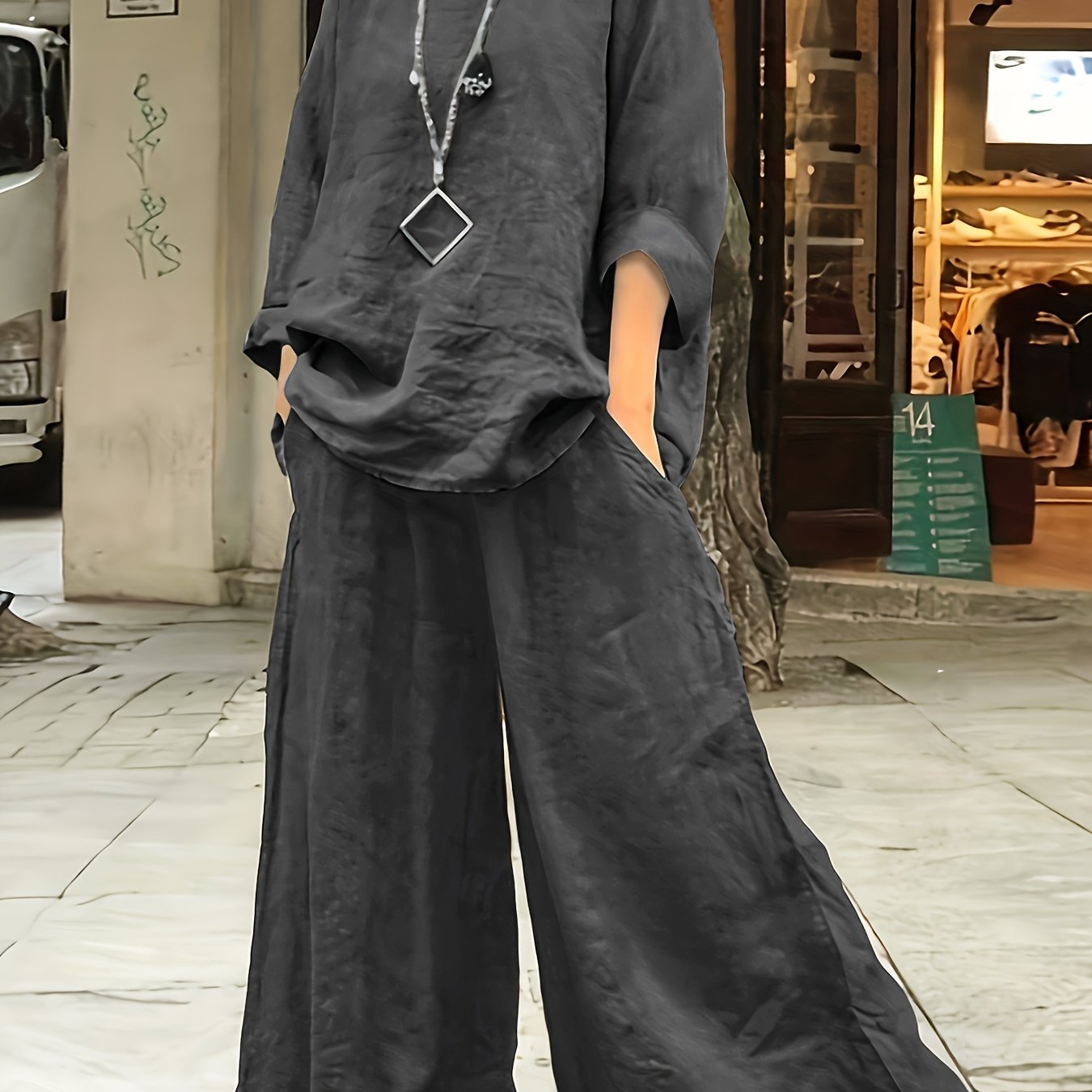 Plus Size Casual Pants Set for Spring