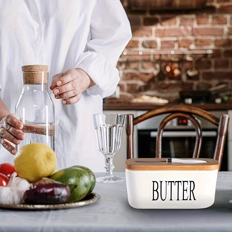 Ceramic Butter Dish With Bamboo Lid