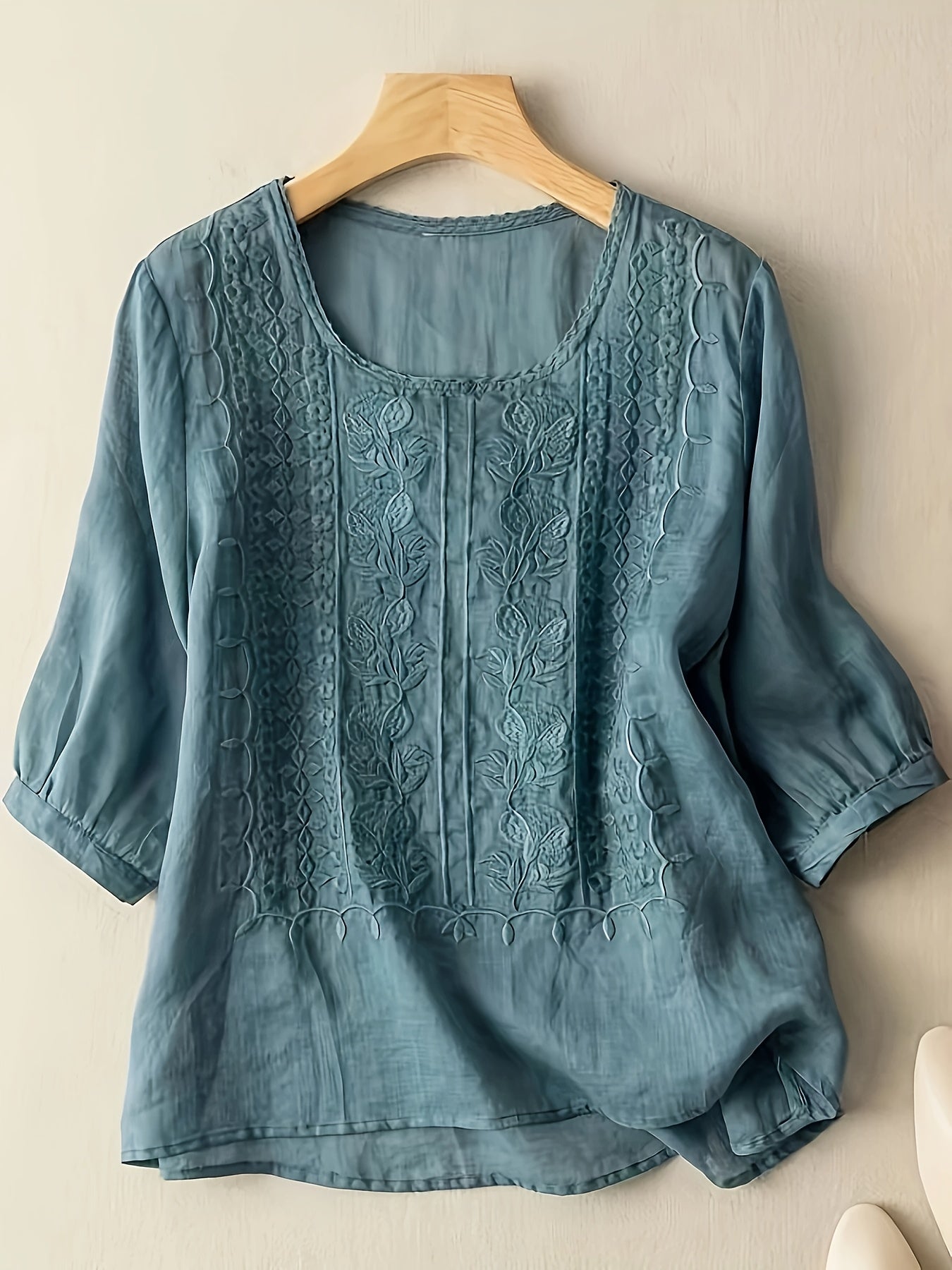 Embroidered Women's Summer T-Shirt Blouse