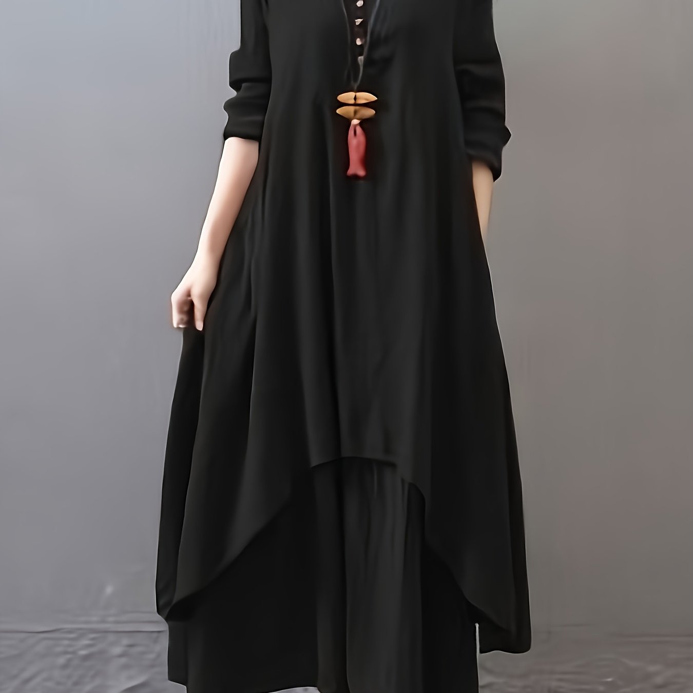 Women's Bohemian V-Neck Long Sleeve Dress